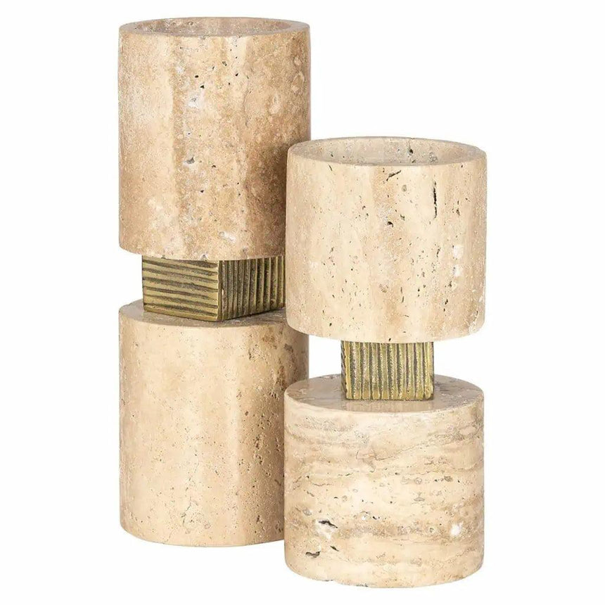 Boaz limestone candle holder small