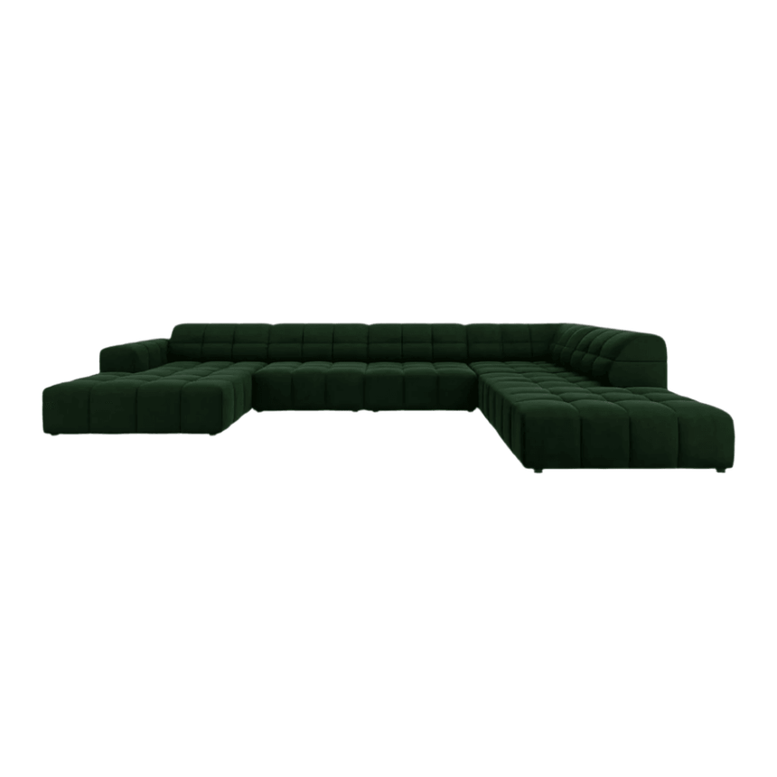 Jennifer U-shaped velvet sofa with right corner unit