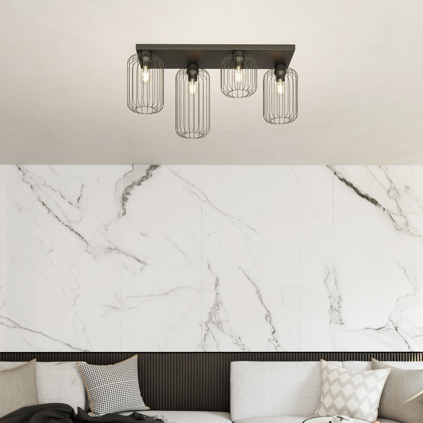 Barn 4 fém mennyezeti lámpa