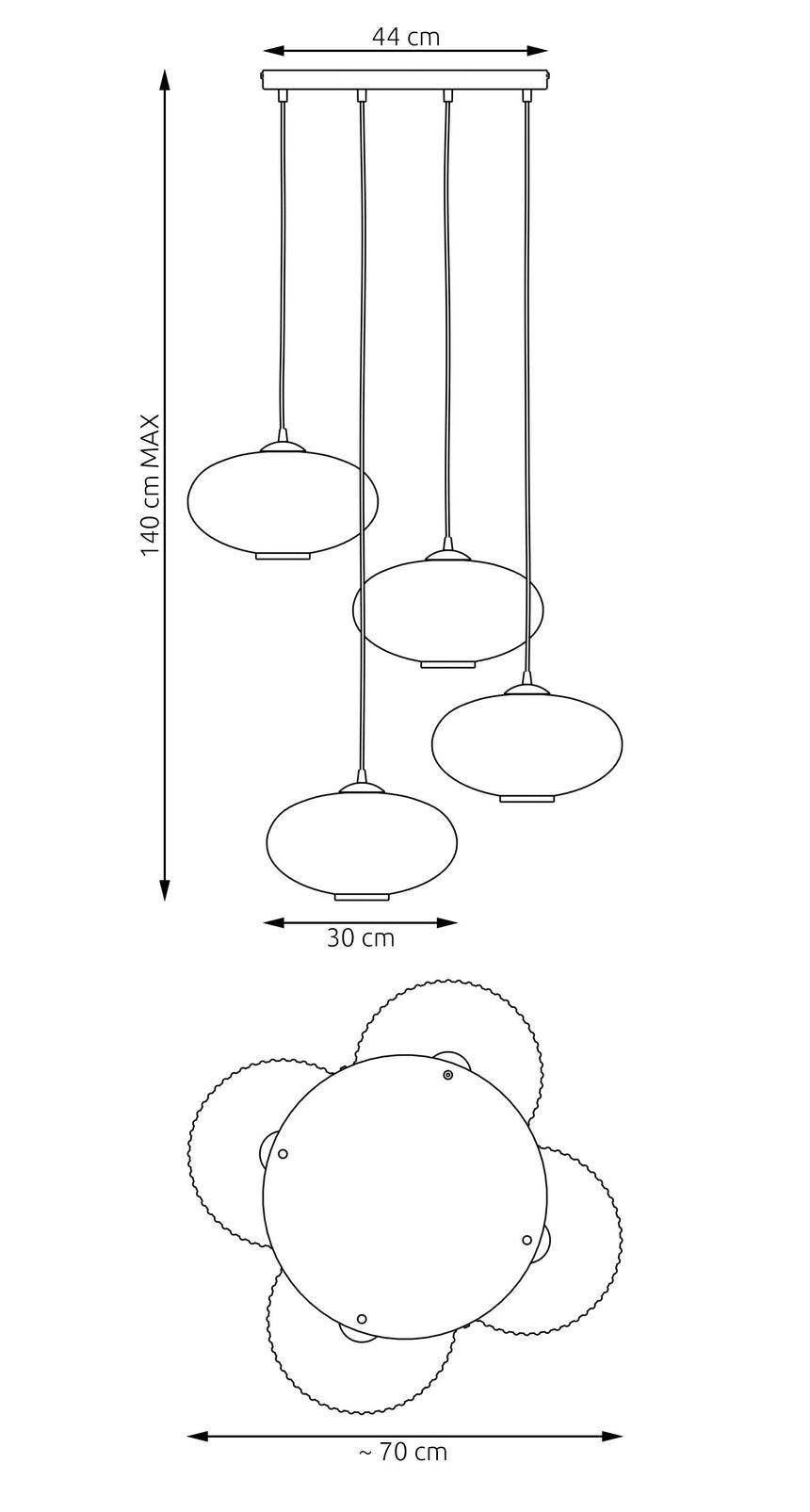 Coco 4 BL Prem üveg függőlámpa