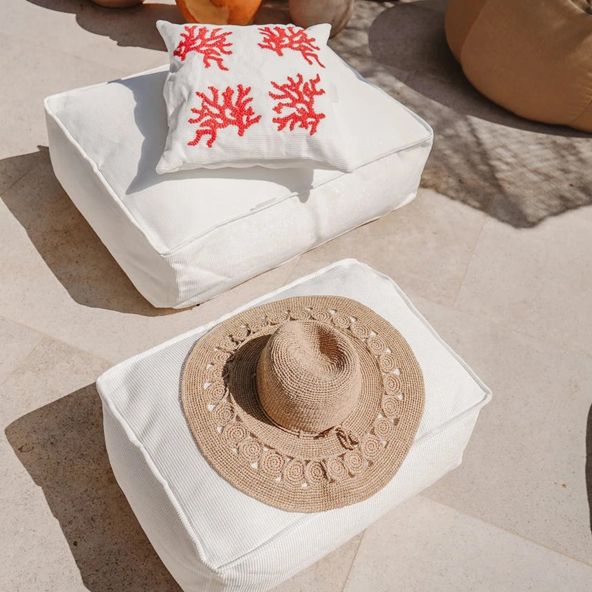 Rafia hatású szövet kerti puff 65x44