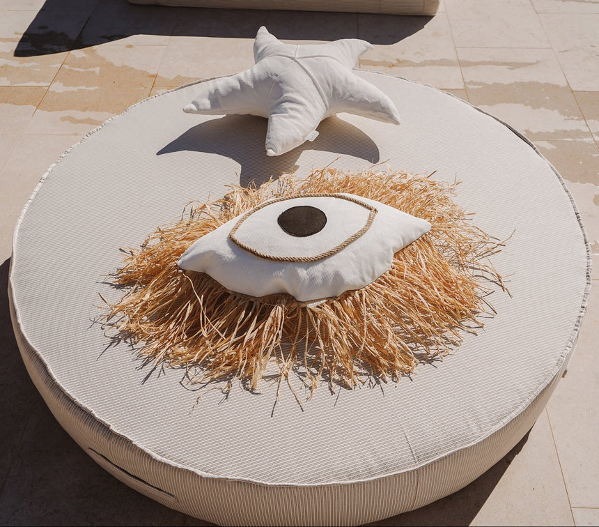 Striped fabric sun lounger Ø180