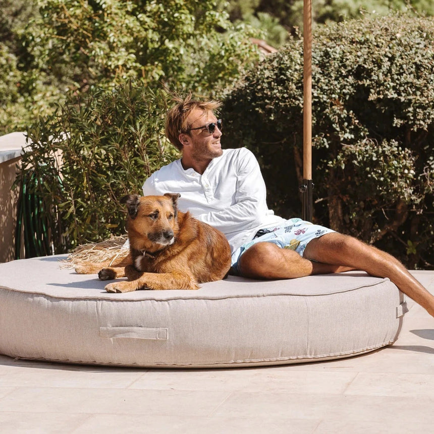 Linen-effect fabric sun lounger Ø180