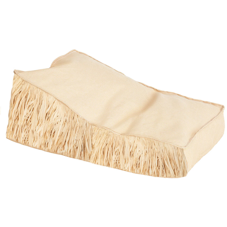 Raffia-effect floating fabric fringed sun lounger
