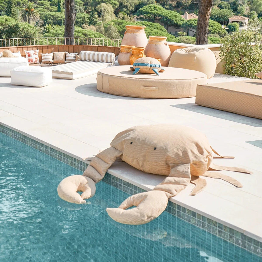 Crab-shaped fabric swimming cushion
