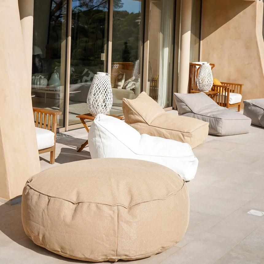 Rafia hatású szövet kerti puff Ø120