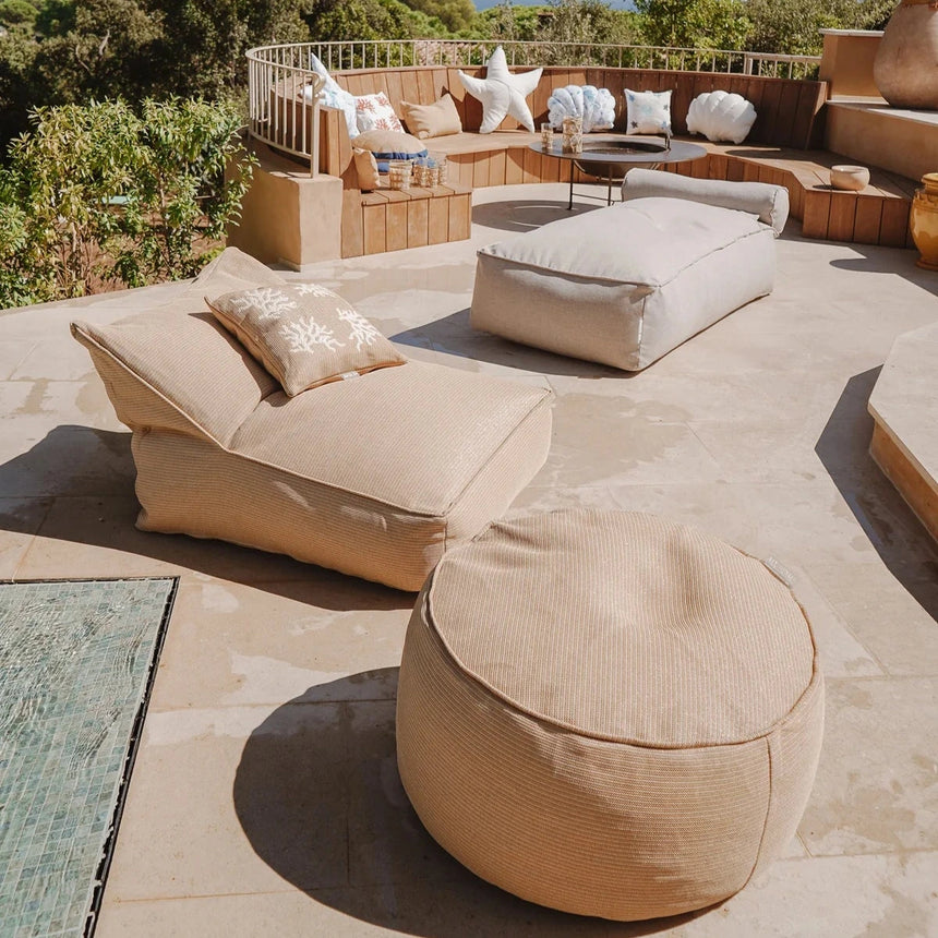 Rafia hatású szövet kerti puff Ø70