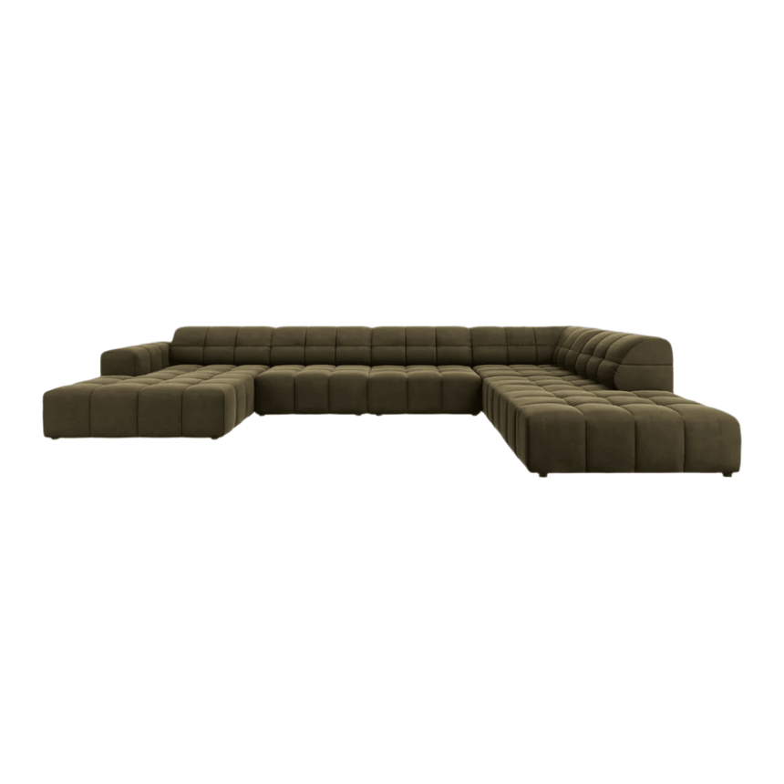 Jennifer U-shaped velvet sofa with right corner unit