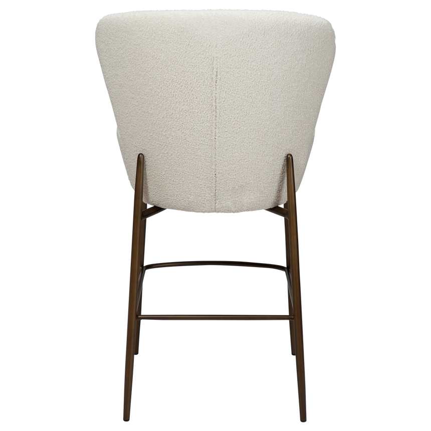 Orbit recycled bouclé low bar stool with antique legs