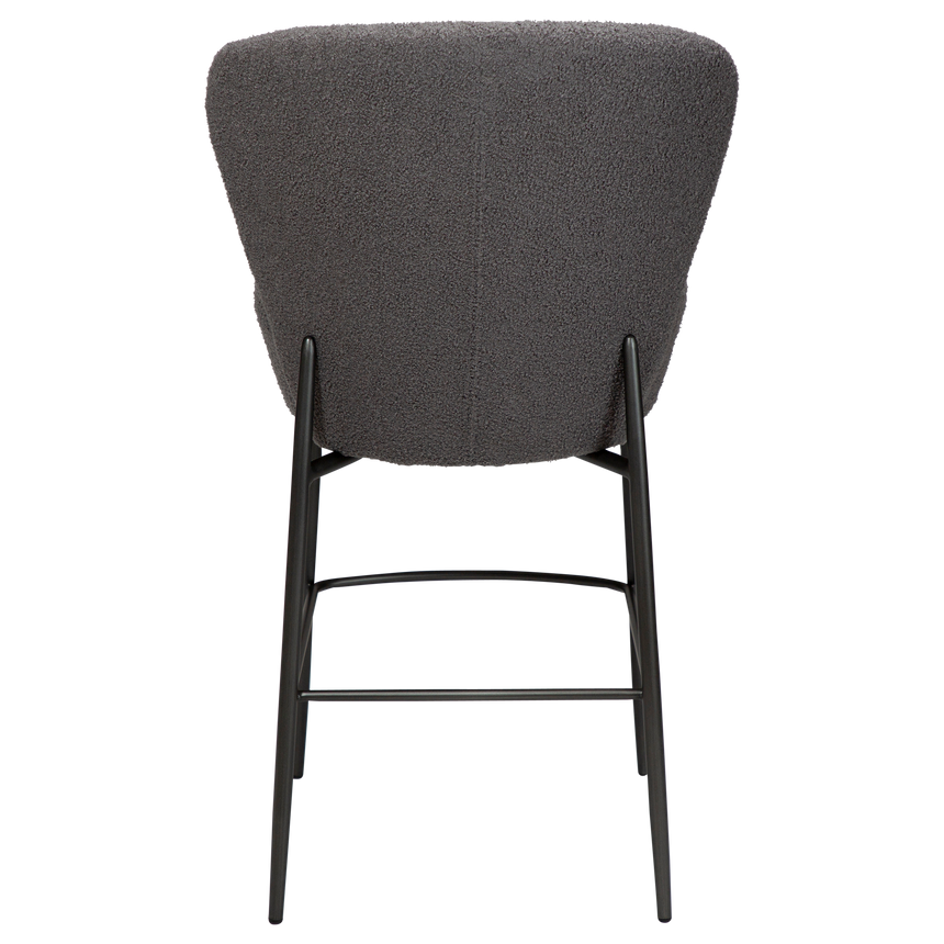 Orbit recycled bouclé low bar stool with antique legs