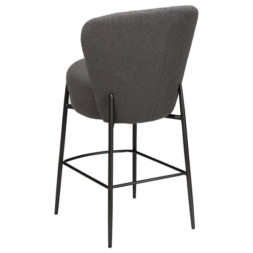 Orbit recycled bouclé low bar stool with antique legs