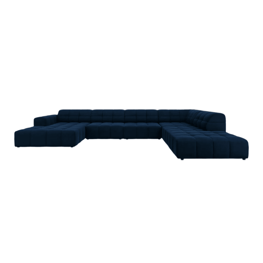 Jennifer U-shaped velvet sofa with right corner unit