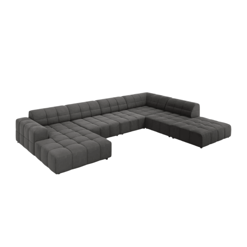 Jennifer U-shaped velvet sofa with right corner unit