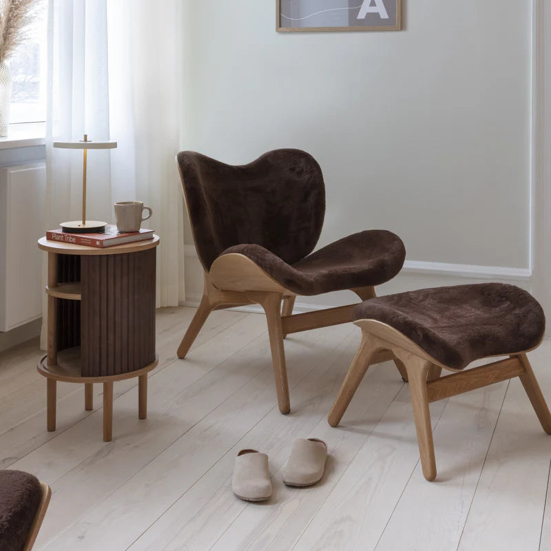 Audacious fa éjjeliszekrény natúr kerettel textilbőr ajtóval