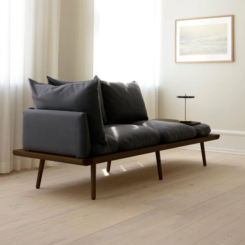 Lounge Around 3 személyes szövet kanapé sötétbarna kerettel