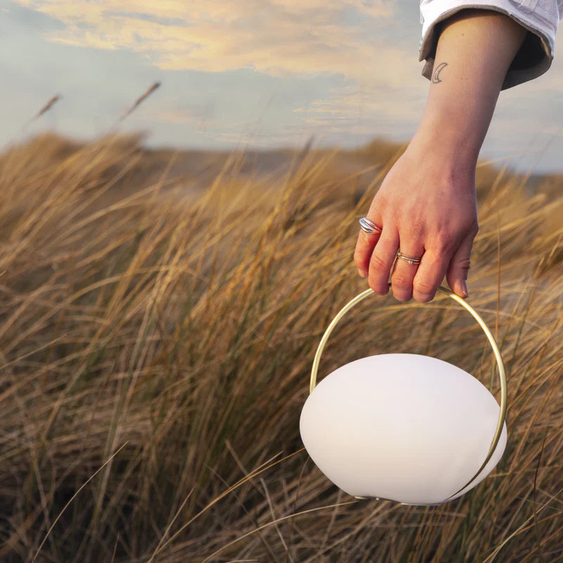 The Conversation Piece fabric armchair with natural frame