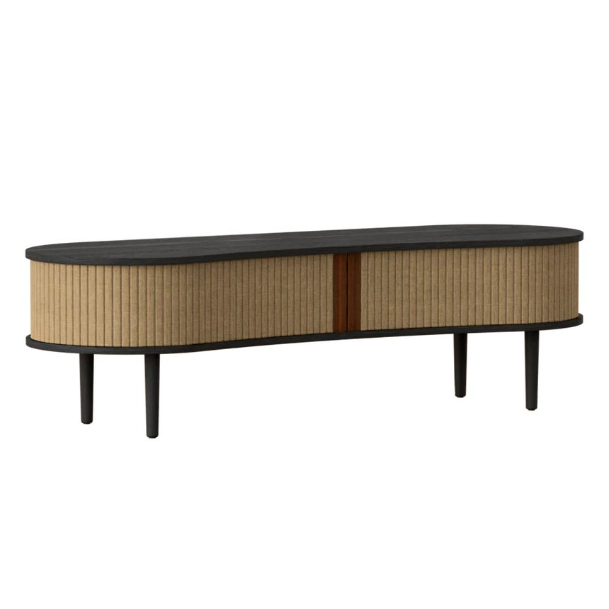 The Conversation Piece fabric armchair with natural frame