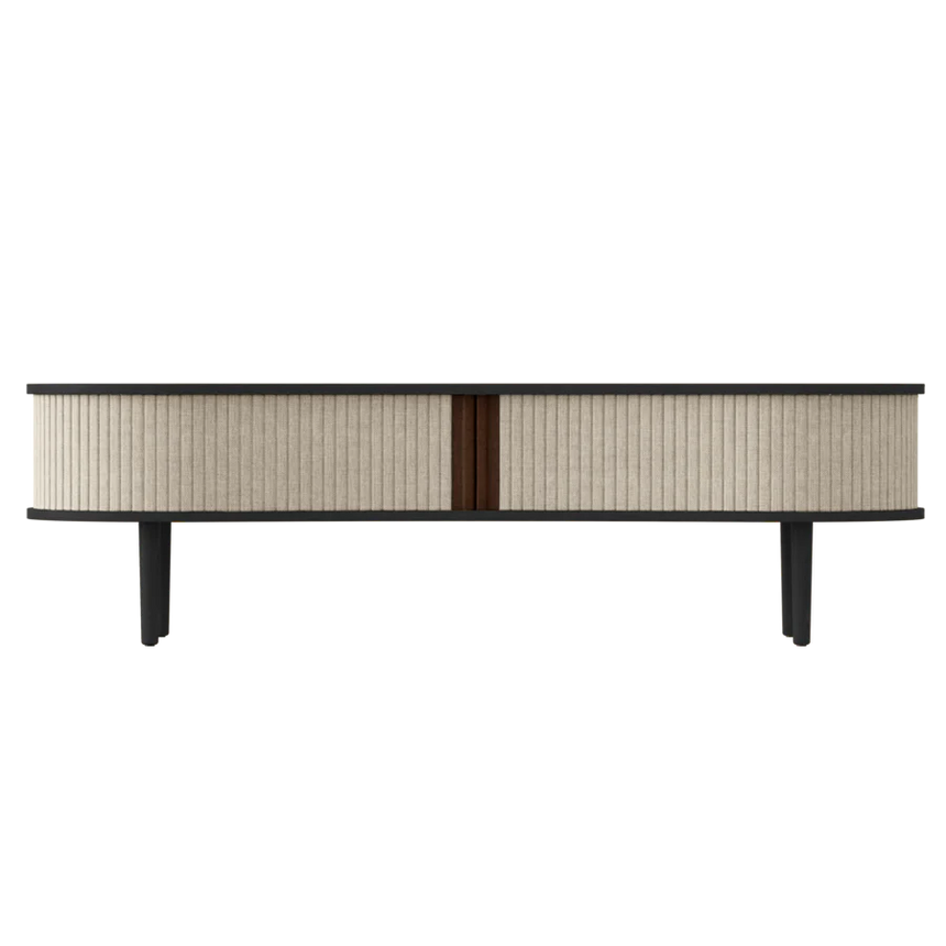 The Conversation Piece fabric armchair with natural frame