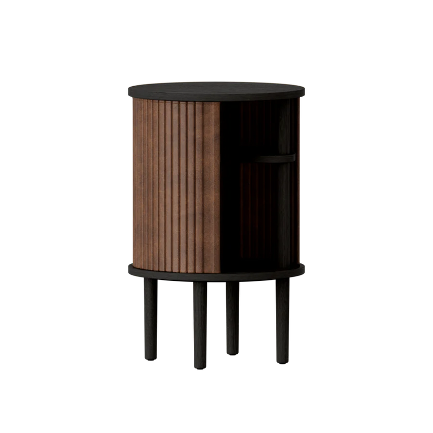 Audacious fa éjjeliszekrény fekete kerettel textilbőr ajtóval