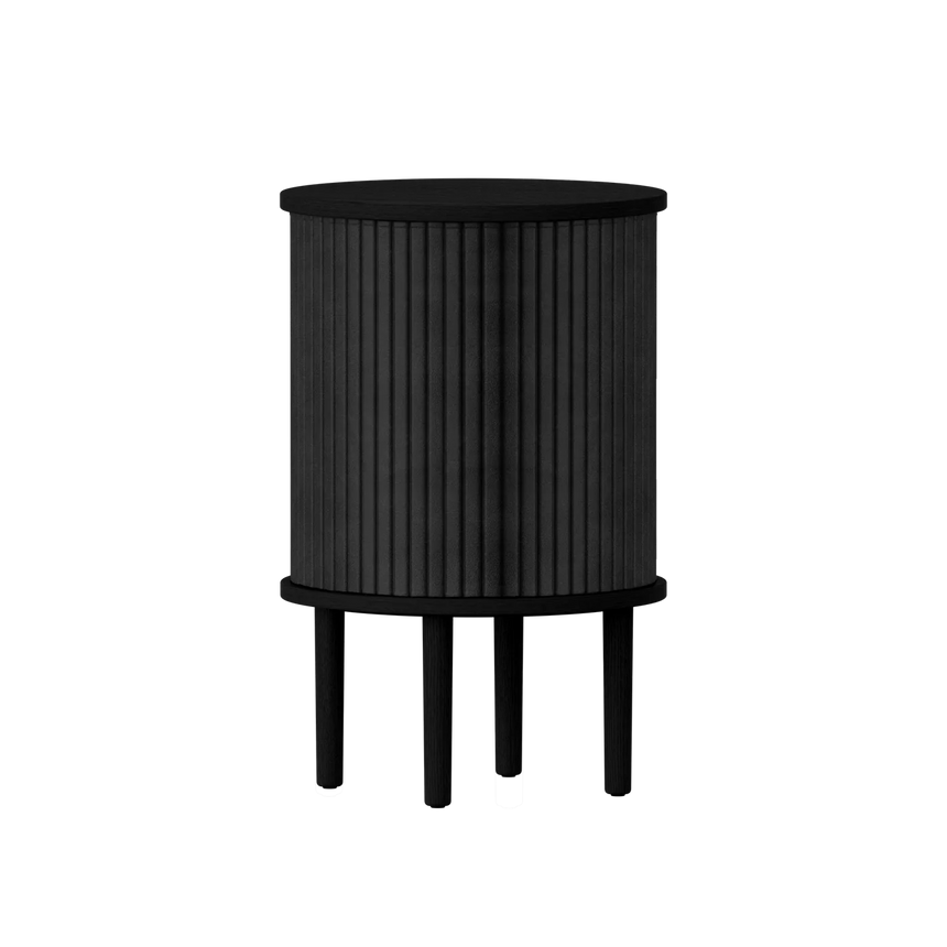 Audacious fa éjjeliszekrény fekete kerettel textilbőr ajtóval