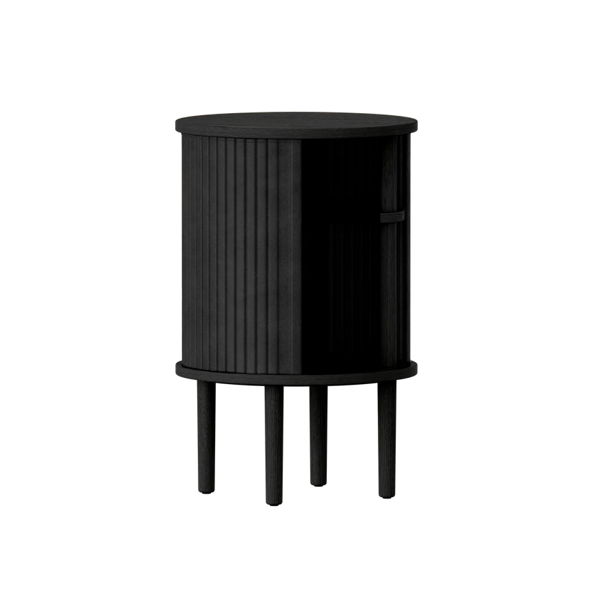 Audacious fa éjjeliszekrény fekete kerettel textilbőr ajtóval