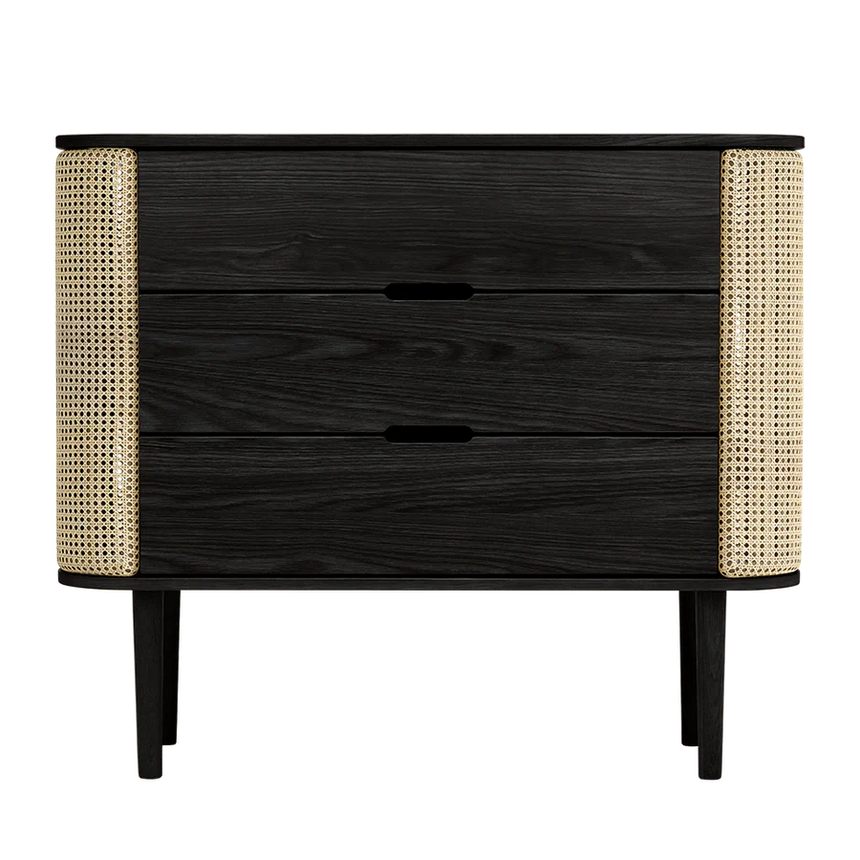 The Conversation Piece fabric armchair with natural frame