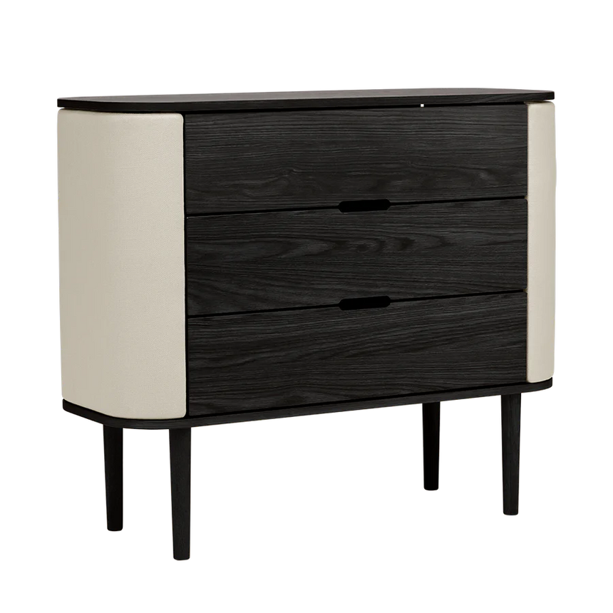 The Conversation Piece fabric armchair with natural frame