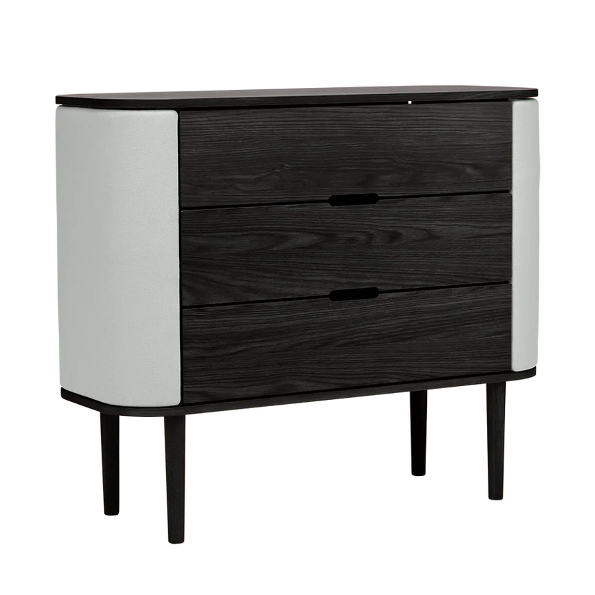 The Conversation Piece fabric armchair with natural frame