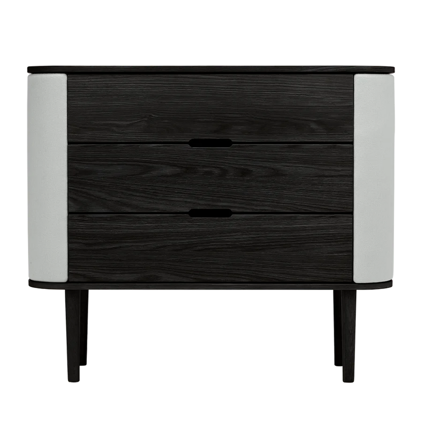 The Conversation Piece fabric armchair with natural frame