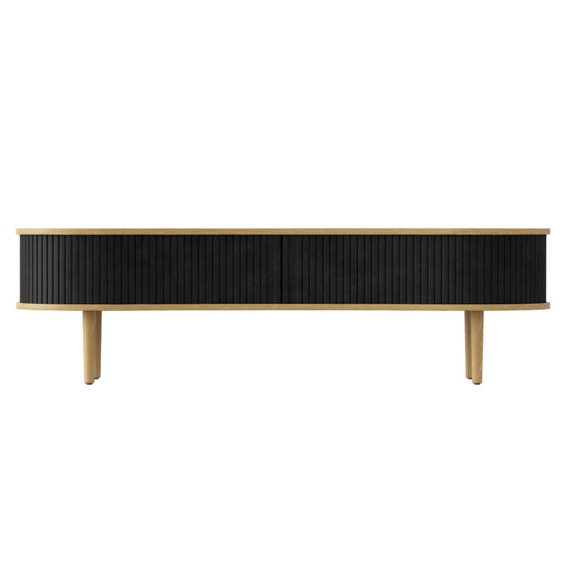 Audacious fa TV szekrény natúr kerettel textilbőr ajtóval