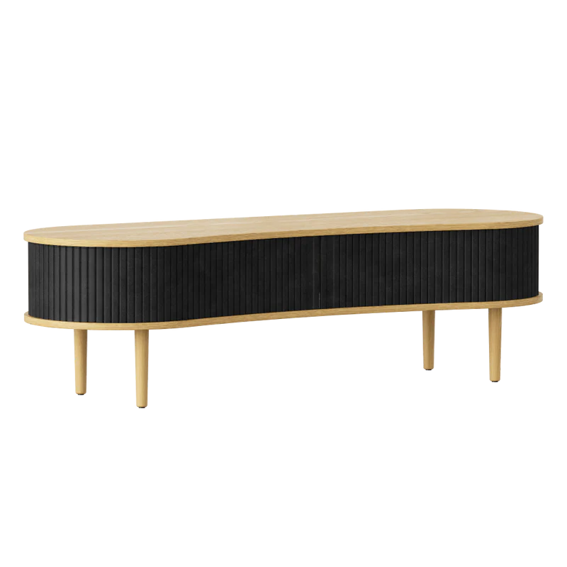 Audacious fa TV szekrény natúr kerettel textilbőr ajtóval