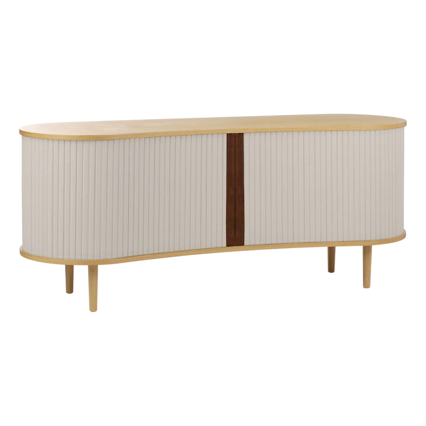 The Conversation Piece fabric armchair with natural frame