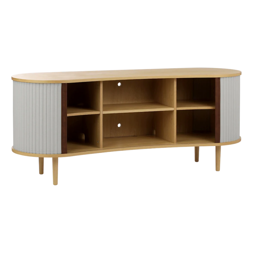 The Conversation Piece fabric armchair with natural frame