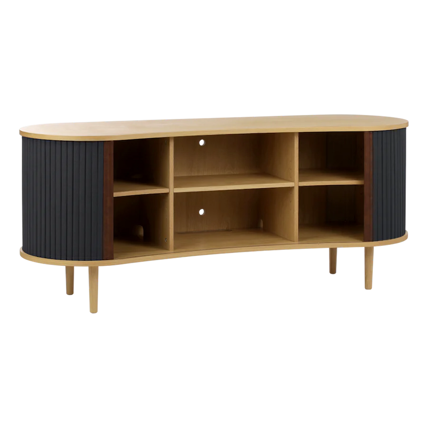 The Conversation Piece fabric armchair with natural frame