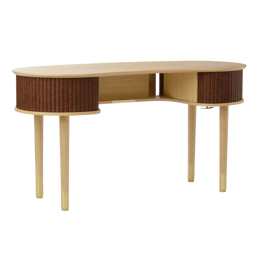 Audacious fa íróasztal textilbőr ajtóval