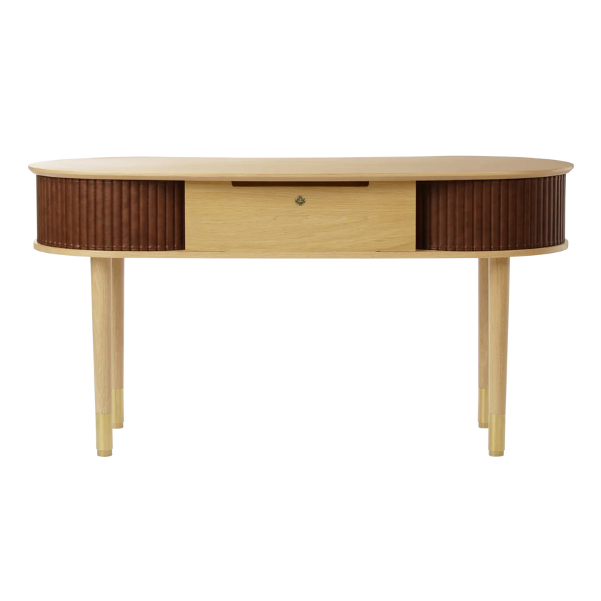 Audacious fa íróasztal textilbőr ajtóval