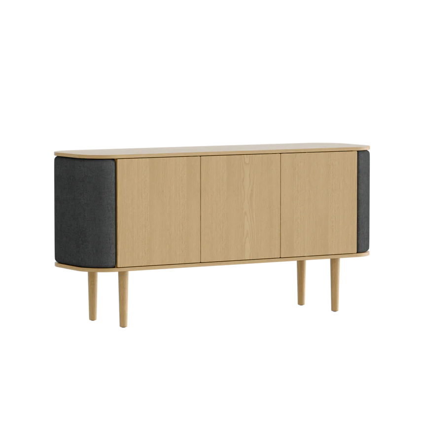 The Conversation Piece fabric armchair with natural frame