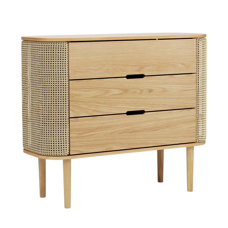 The Conversation Piece fabric armchair with natural frame