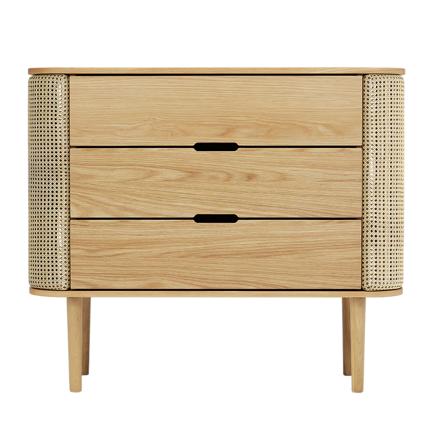 The Conversation Piece fabric armchair with natural frame