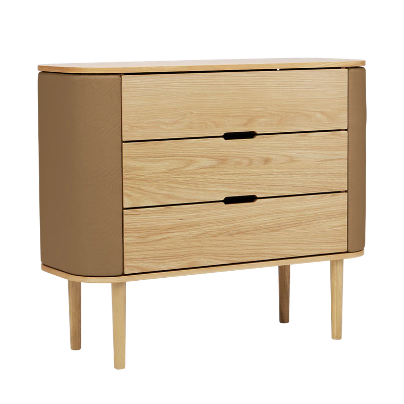 The Conversation Piece fabric armchair with natural frame