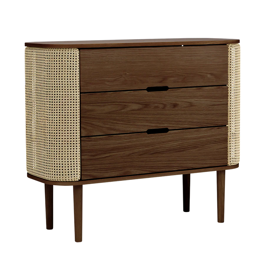 The Conversation Piece fabric armchair with natural frame