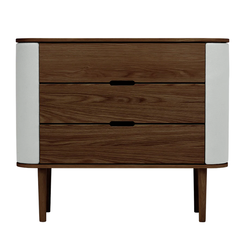 The Conversation Piece fabric armchair with natural frame