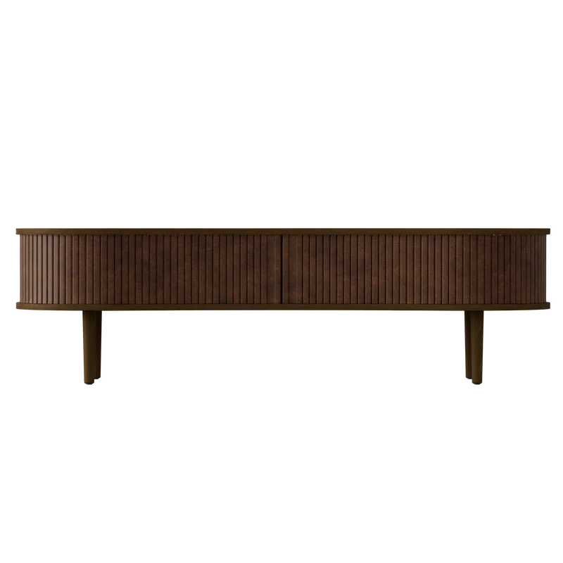 Audacious fa TV szekrény sötétbarna kerettel textilbőr ajtóval