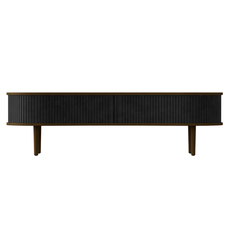 Audacious fa TV szekrény sötétbarna kerettel textilbőr ajtóval