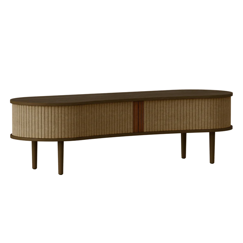 The Conversation Piece fabric armchair with natural frame