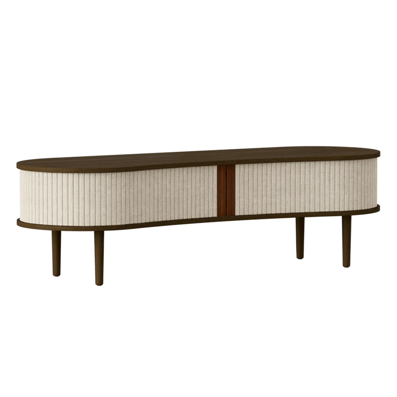 The Conversation Piece fabric armchair with natural frame