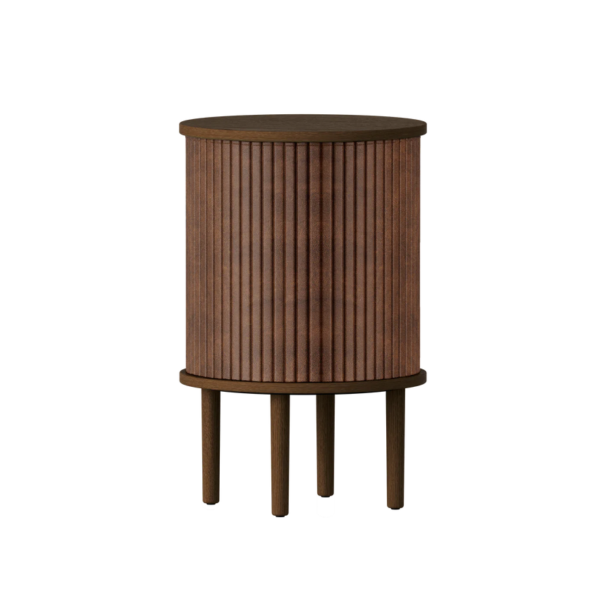 Audacious fa éjjeliszekrény sötétbarna kerettel textilbőr ajtóval