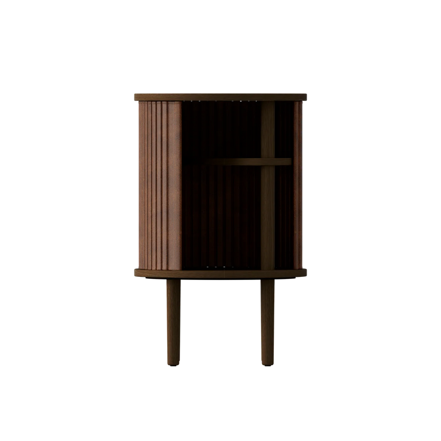 Audacious fa éjjeliszekrény sötétbarna kerettel textilbőr ajtóval