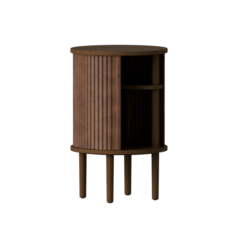 Audacious fa éjjeliszekrény sötétbarna kerettel textilbőr ajtóval