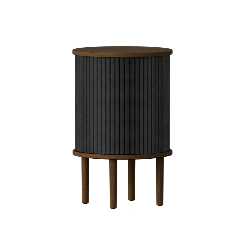 Audacious fa éjjeliszekrény sötétbarna kerettel textilbőr ajtóval